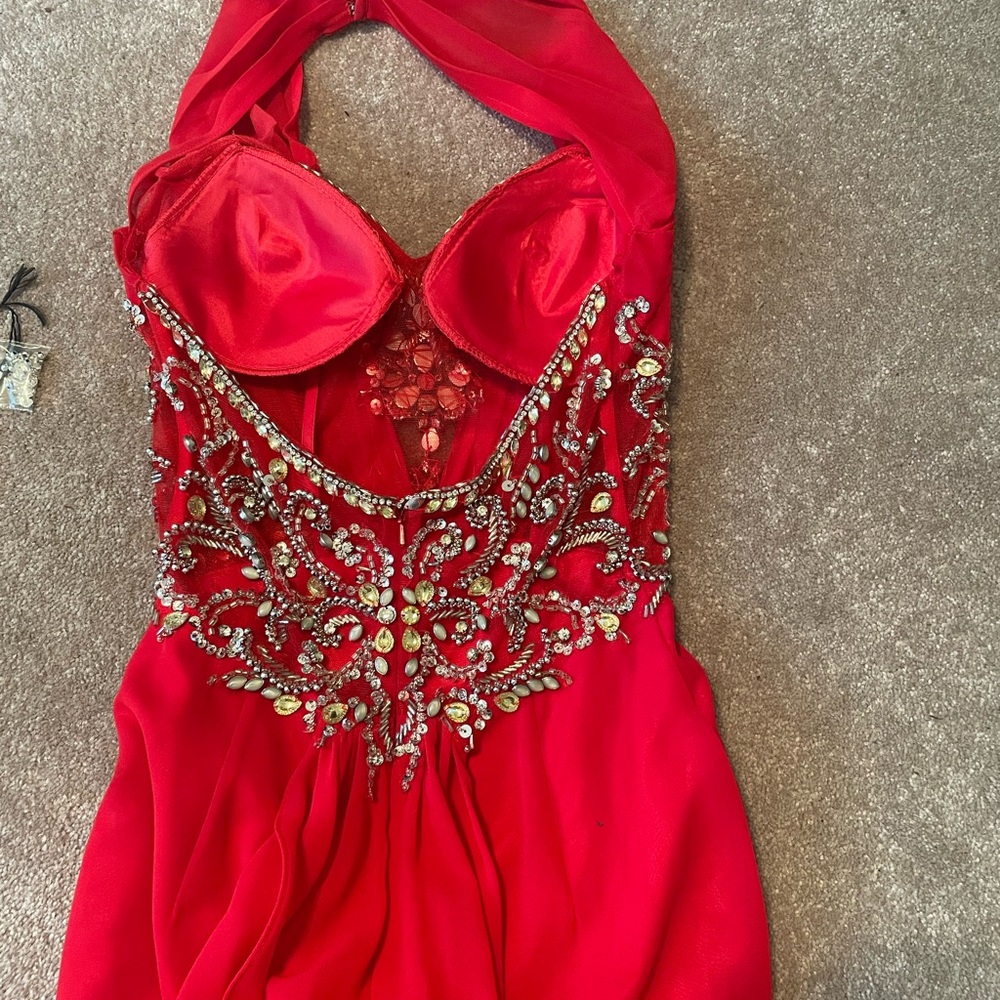 Beautiful red sequin prom or pageant dress. - Picture 7 of 9